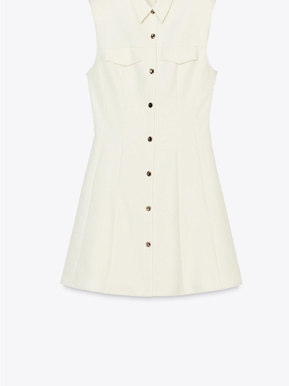 Zara Sleeveless Button-Front Mini Dress in Cream - Picture 3 of 5